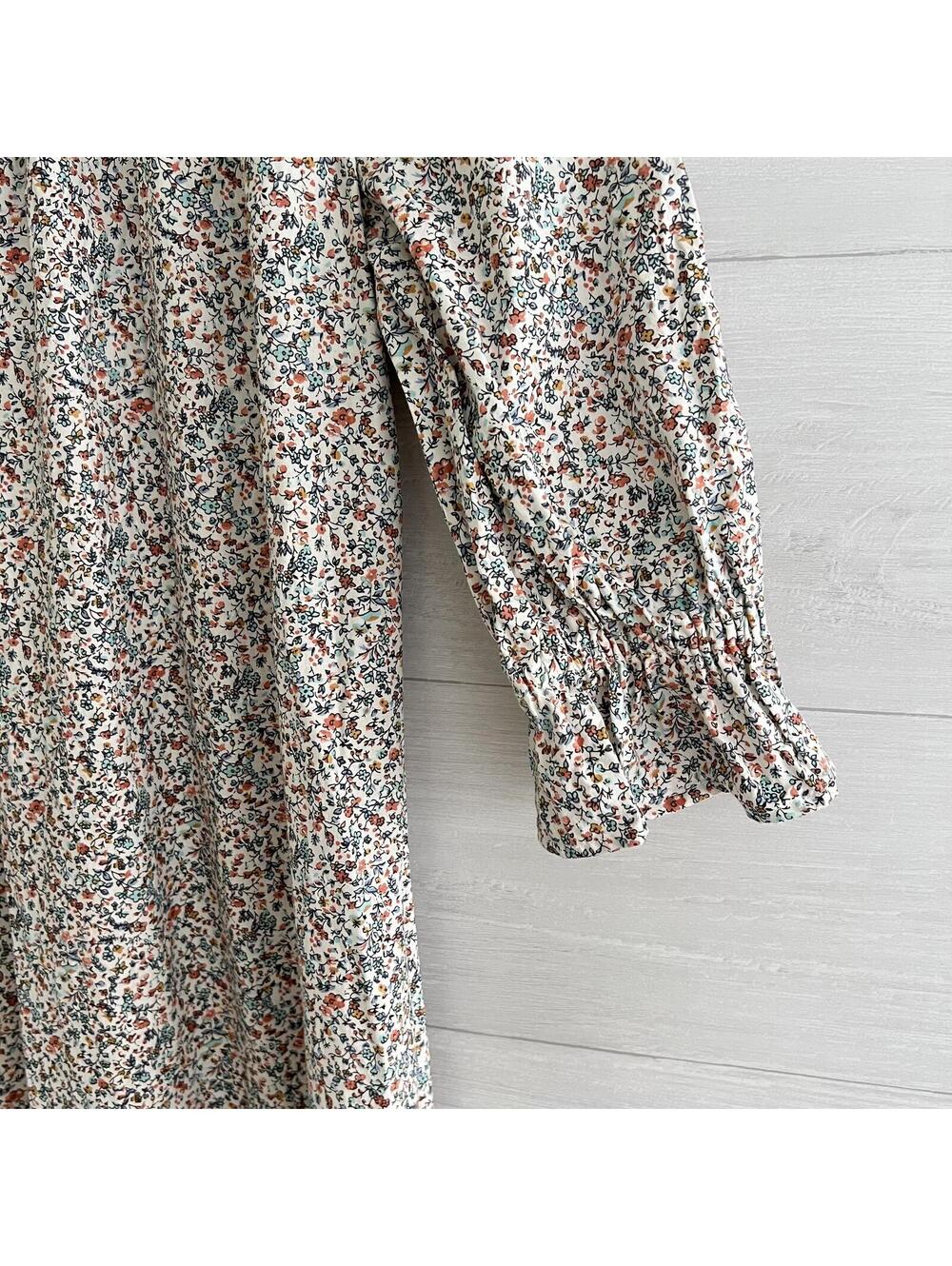 Cottagecore Prairie Dress M Handmade Floral Cotton Maxi Peasant Boho 3/4 Sleeve - Picture 3 of 5